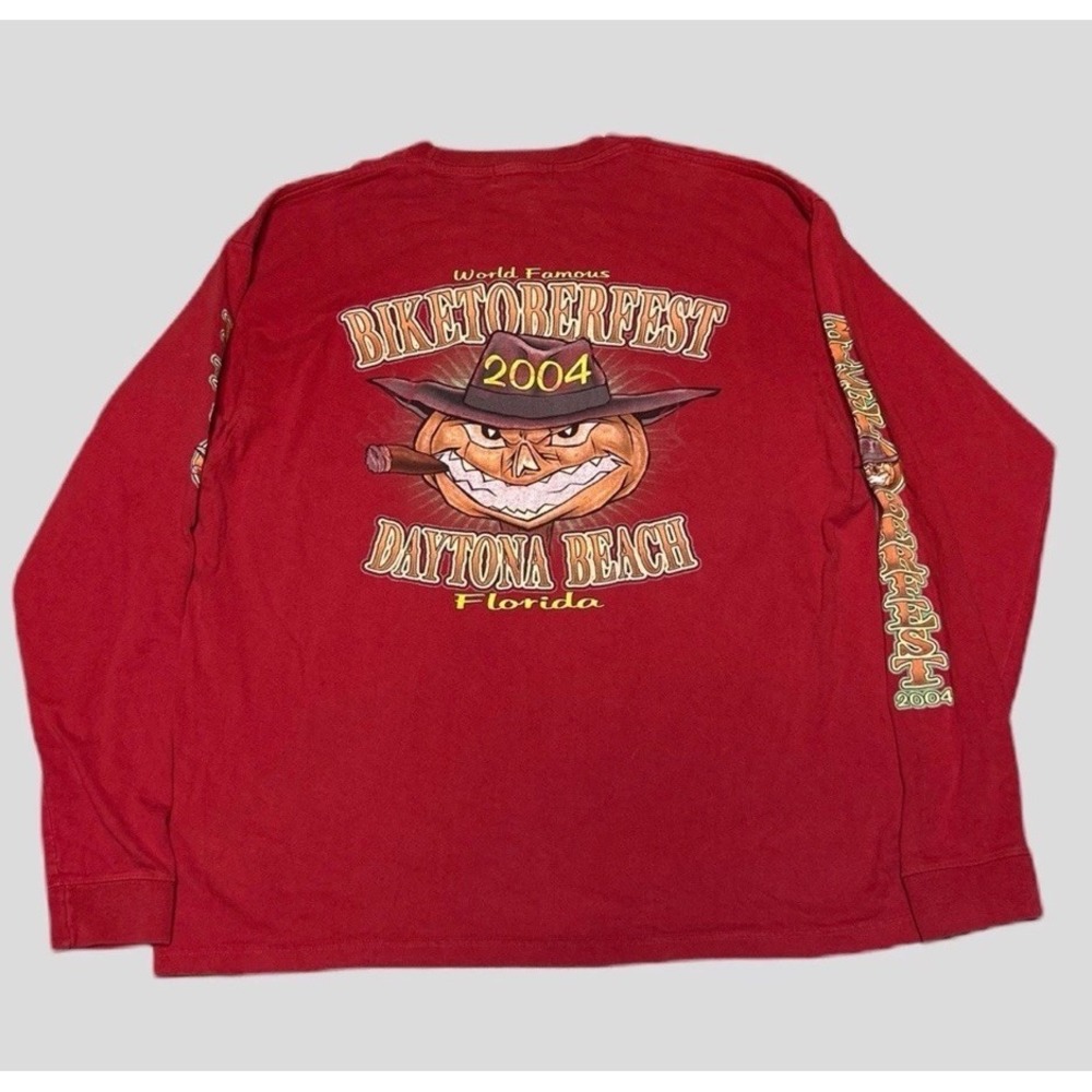 Y2K Biker Design Biketoberfest 2004 Motorcycle T-Shirt Size XL Long Sleeve